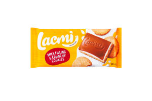 Шоколад молочный с молочной начинкой и печеньем Lacmi Roshen м/у 100г