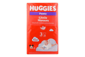 Трусики-подгузники для мальчиков 6-11кг 3 Little Movers Pants Huggies 58шт