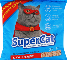 Наполнитель гигиенический древесный для кошачьего туалета Стандарт Super Cat 1кг