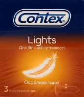 Презервативи латексні особливо тонкі з силіконовою змазкою Lights Contex 3шт
