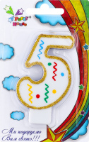 Свічка цифра 5 велика 1 шт.