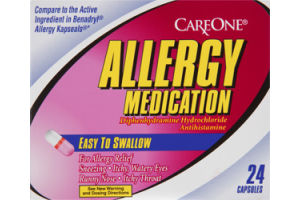 CareOne Allergy Medication Easy To Swallow Capsules Allergy Relief - 24 CT