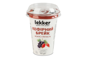 Напій кефірний 1.5% з фруктовим наповнювачем Чорна смородина-шипшина Фокус і легкість Кефірний брейк Lekker ст 180г