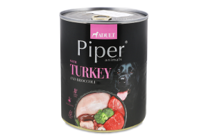 Корм д/собак з індичкою та броколі 800г ж/б Пайпер