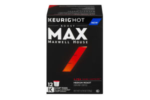 Maxwell House Medium Roast K-Cup Pods Max 1.75x More Caffeine - 12 CT