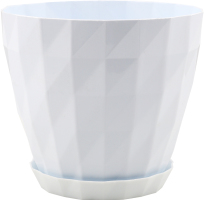 Вазон д/квітів Кристал 0,6л біло-сірий з підставкою Серінова