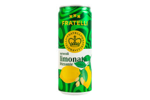 Напій безалкогольний сильногазований на добавках зі смаком лимону Фрізанте Naturali Limonata Fratelli з/б 330мл