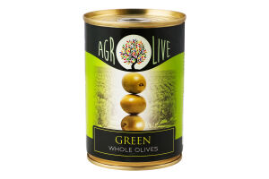 Оливки зелені з кісточками консервовані пастеризовані Agrolive з/б 280г