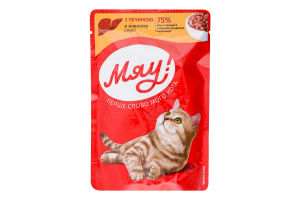 Корм консервированный полнорационный для взрослых котов С печенью в нежном соусе Мяу! д/п 85г