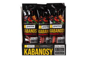 Снеки зі свинини зі смаком гострого перцю чилі Hot&Spicy Kabanosy Дмитрук в/к м/у 80г