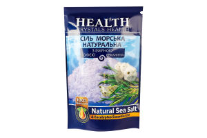 Сіль для ванн морська натуральна з ефірною олією евкаліпта Crystals Health 500г