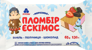 Мороженое пломбир Ваниль-клубника-шоколад Эскимос Рудь м/у 65г