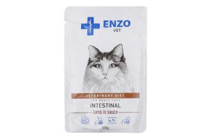 Корм д/котів Дієта при захворюванні шлунково-кишкового тракту з ягням в соусі 100г пауч Ензо Вет