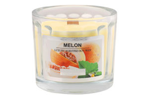 Свічка Лакшері Диня соєвий віск дерев"яний гніт скло 8*10см Пако ІФ