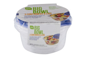 Smart Sense Big Bowl Containers & Lids - 3 CT