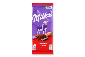 Шоколад молочный Клубника и Крем Milka м/у 90г