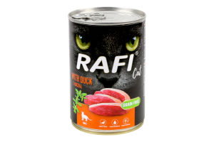 Корм д/котів з качкою 400г ж/б Рафі