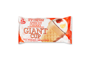 Мороженое 12% в вафельном стаканчике Абрикос-вишня Giant cup Lasunka м/у 100г