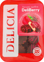 Печенье сдобное с соком клубники с льном DeliBerry Delicia лоток 180г