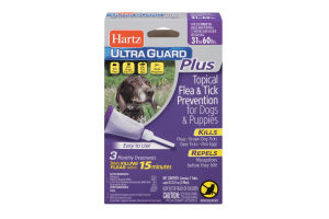 Hartz Ultra Guard Plus Topical Flea & Tick Prevention for Dogs & Puppies 31-60lbs - 3 CT