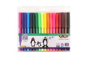 Набір фломастерів кольорових 18 кольорів №ZB.2803 Kids line ZiBi 1шт