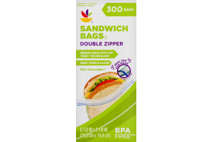 Ahold Sandwich Bags Double Zipper - 300 CT