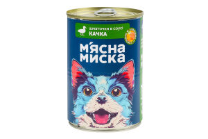 Корм д/дорослих котів Шматочки з качкою та овочами в соусі 415г ж/б М'ясна миска