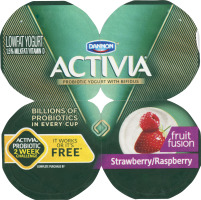 Activia Probiotic Lowfat Yogurt with Bifidus Strawberry/Raspberry - 4 PK