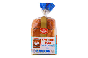 Хлеб половинка в нарезке из пшеничной муки тостовый формовой Молочный Румяный тост Рум'янець м/у 350г