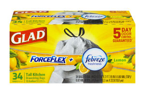 Glad ForceFlex Febreze Freshness Tall Kitchen Bags Lemon - 34 CT