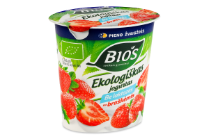 Йогурт 3.1% органічний безлактозний з полуницею Bios ст 125г