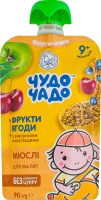 Пюре фруктово-ягодное от 9мес перетертое стерилизованное с овсяными хлопьями Мюсли Чудо-Чадо д/п 90г
