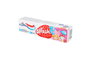 Паста зубная для детей 3-8лет с фтором клубничный вкус Splash Aquafresh 50мл