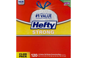 Hefty Strong 13 Gallon Tall Kitchen Drawstring Bags - 120 CT