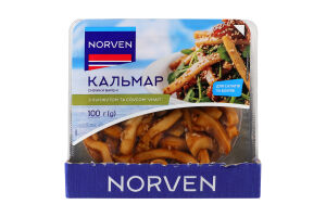 Кальмар полоски вареные с кунжутом и соусом Унаги Norven лоток 100г