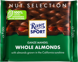 ШОКОЛАД РИТТЕР СПОРТ МОЛОЧНЫЙ ЦЕЛЬНЫЙ МИНДАЛЬ 100Г