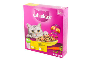 Корм сухой полнорационный для взрослых котов С ягненком Whiskas к/у 800г