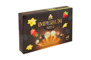 Морозиво Зі смаком ванілі, Полуничне, Чорне печиво Imperium mini Rud к/у 222г