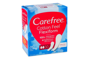 Прокладки жіночі гігієнічні щоденні Carefree® М'якість бавовни Флексі Форм Без аромату, 56 шт