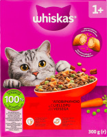 Корм сухий повнораціонний для дорослих котів З яловичиною Whiskas к/у 300г