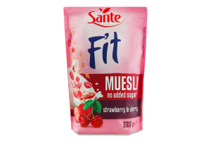 Мюслі Sante Fit з полуницею і вишнею
