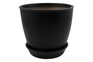Горщик чорний матовий кераміка 16*15*1,8см Духм'яна піч