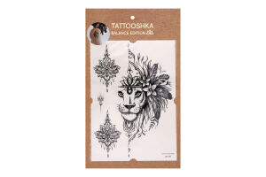 Тату Tattooshka Лев графічний з мандалою