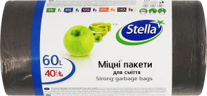 Пакеты для мусора прочные 60л Stella 40шт