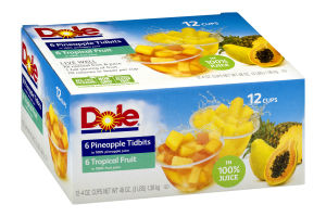 Dole Pineapple Tidbits and Tropical Fruit Cups - 12 CT