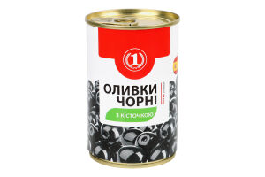 Оливки чорні з кісточкою ТМ "1" 3/б 300г