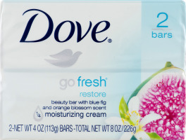 Dove Go Fresh Restore Beauty Bar with Blue Fig and Orange Blossom Scent - 2 CT