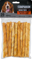 Companion 5 Inch Peanut Butter Rawhide Twists for Dogs - 20 CT