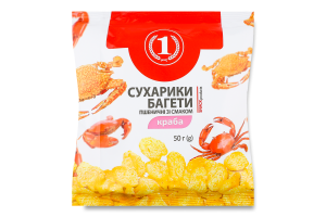 Сухарики пшеничные со вкусом краба Багеты ТМ "1" м/у 50г