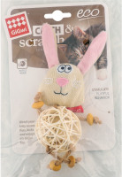 Іграшка д/котів Кетч енд Скрейч Зайчик з плетеним м"ячиком та дзвіночком 10см ГіГві